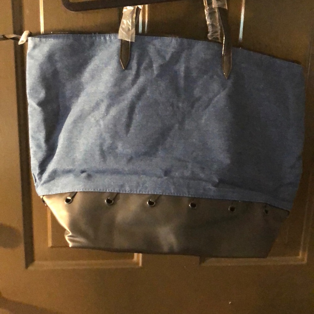 Victoria’s Secret Denim & Black Faux Leather tote